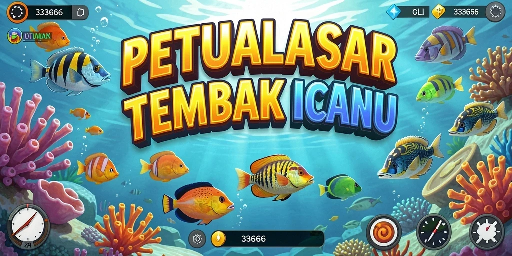 Tampilan gameplay seru saat menembak ikan di dalam air.