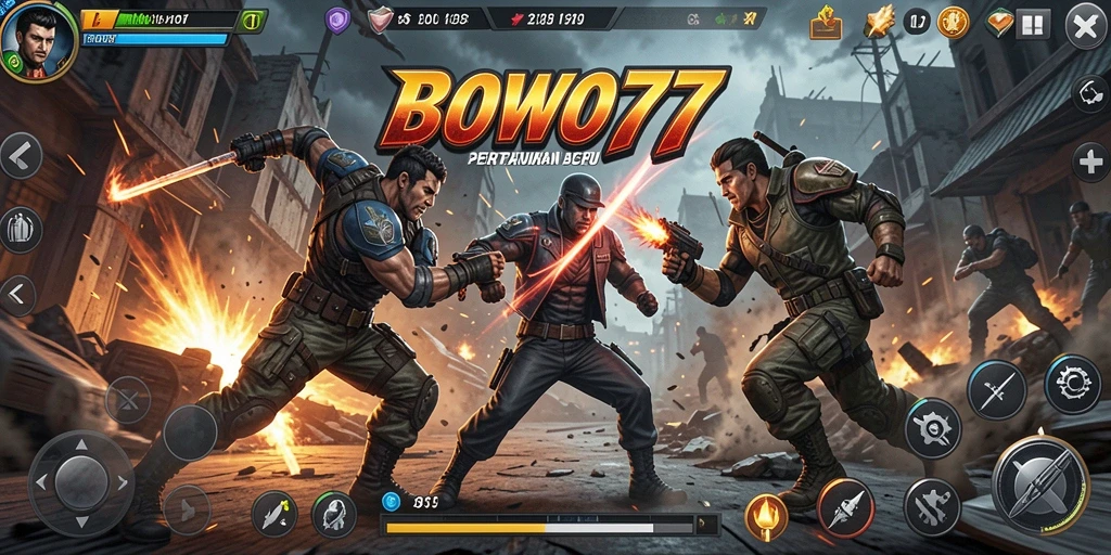 Screenshot gameplay BOWO77 dengan aksi seru dan karakter beragam.