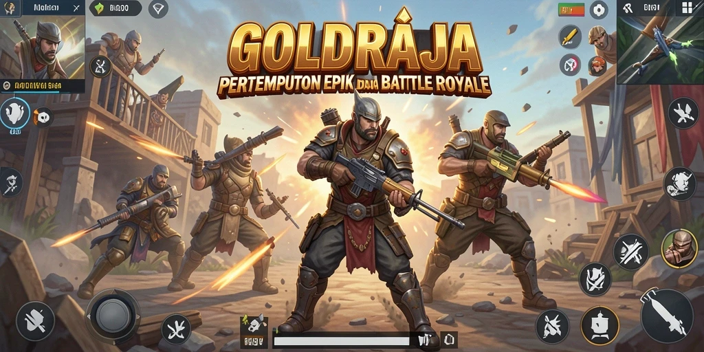 Gameplay intens Battle Royale dalam GOLDRAJA terlihat jelas.