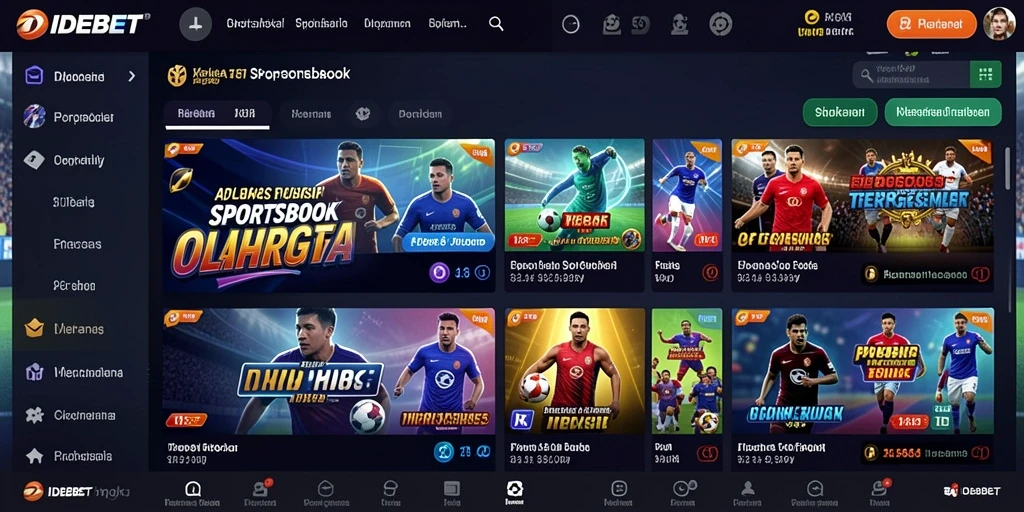 Tampilan antarmuka aplikasi Sportsbook IDEBET yang menarik dan informatif.