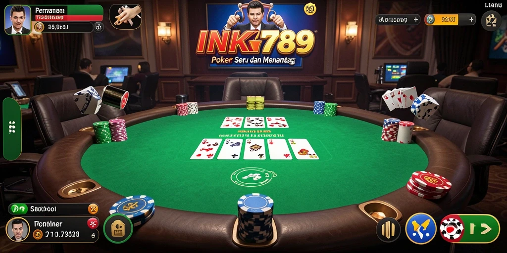 Tangkapan layar dari gameplay menarik INK789 yang menampilkan suasana permainan Poker.