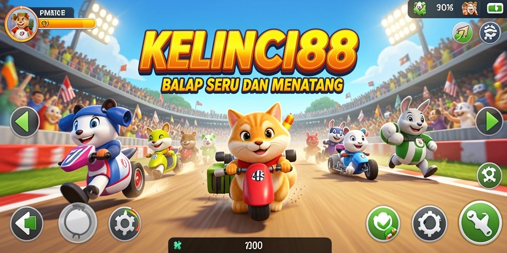 Gameplay balap seru di KELINCI88 dengan mobil yang melaju kencang.