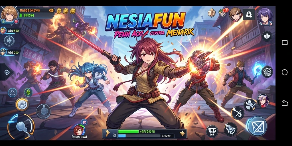 Tampilan gameplay menarik dari NESIAFUN dengan karakter anime yang dinamis.