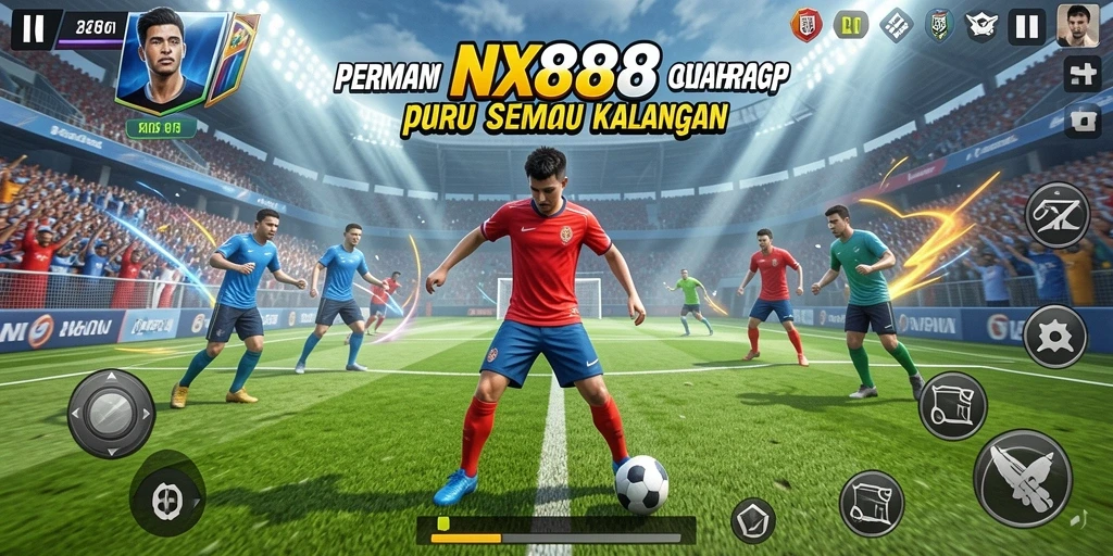 Tangkapan layar menunjukkan aksi seru dalam permainan olahraga NX888.