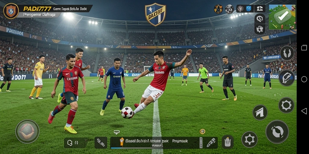 Tampilan aksi seru dalam permainan sepak bola PADI777.