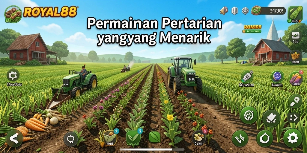 Screenshot gameplay ROYAL88 dengan aktivitas bertani yang seru dan menarik.