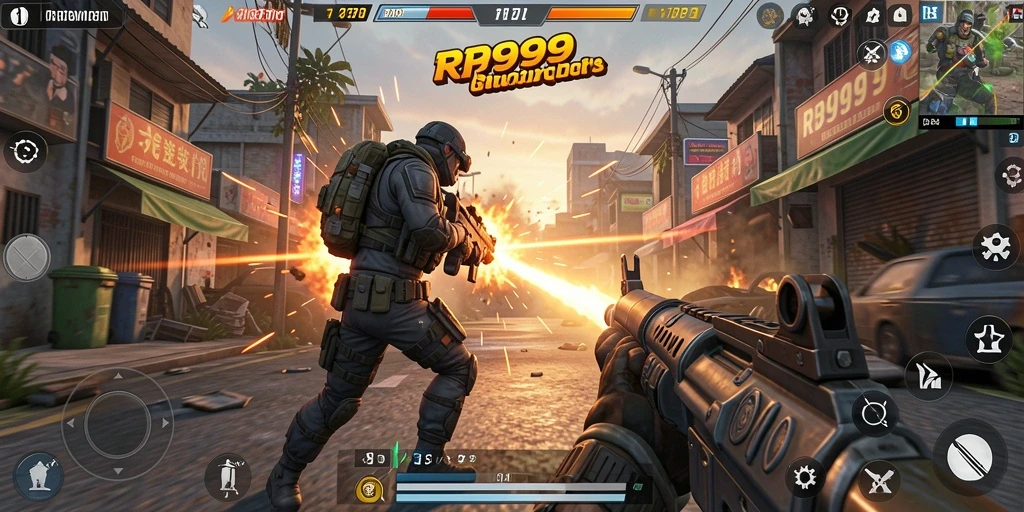 Tampilan gameplay seru dari RR999 dalam genre TPS.