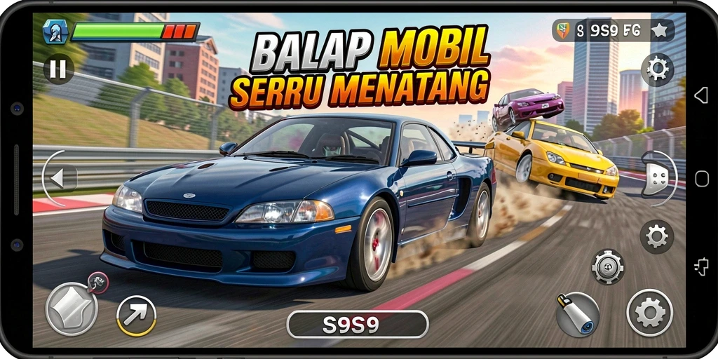 Gameplay balapan mobil yang seru dan berkualitas tinggi.