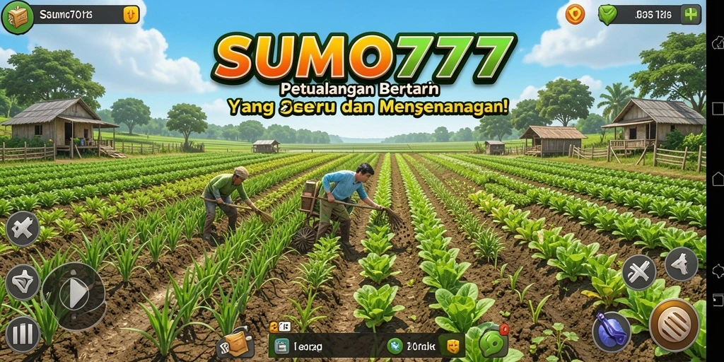 Tampilan gameplay SUMO777 yang menampilkan aktivitas pertanian yang seru.